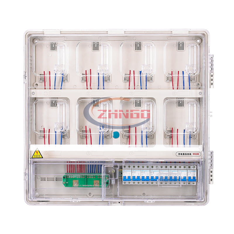 上下結(jié)構(gòu)單相八表位插卡式電表箱